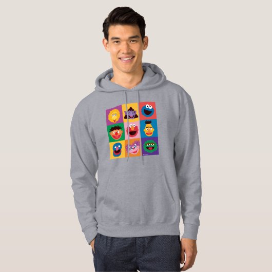 Sesamstraat personages | Colorblock Grid Hoodie (Voorkant volledig)