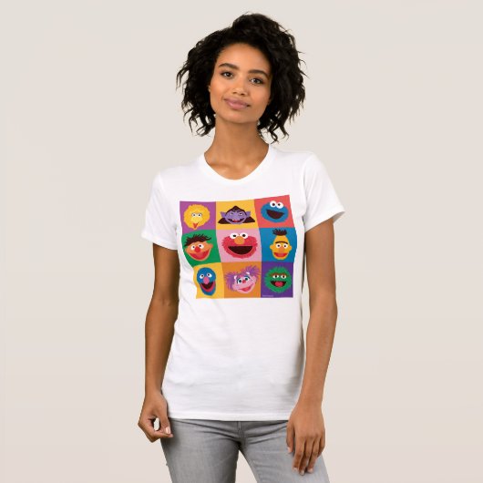Sesamstraat personages | Colorblock Grid T-shirt (Voorkant volledig)