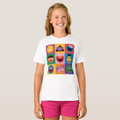 Sesamstraat personages | Colorblock Grid T-shirt (Voorkant volledig)