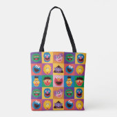 Sesamstraat personages | Colorblock Grid Tote Bag (Achterkant)