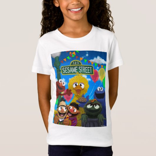 Sesamstraat personages | Feestscène T-shirt (Voorkant)