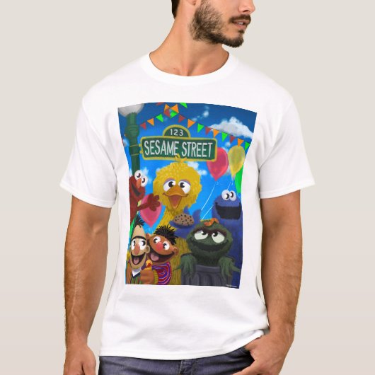 Sesamstraat personages | Feestscène T-shirt (Voorkant)