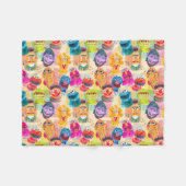 Sesamstraat personages | Kleurrijk patroon Fleece Deken (Voorkant (Horizontaal))