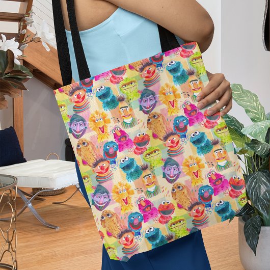 Sesamstraat personages | Kleurrijk patroon Tote Bag