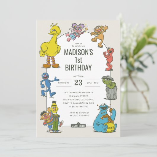  Sesamstraat personages Verjaardag Kaart (Staand voorkant)