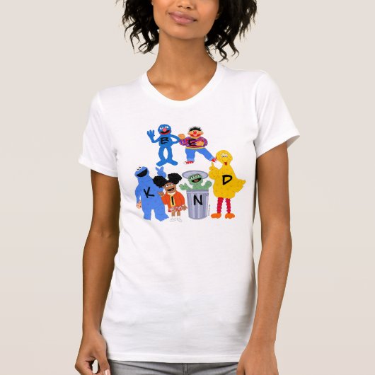 Sesamstraat personages | Wees aardig - Gebarentaal T-shirt (Voorkant)