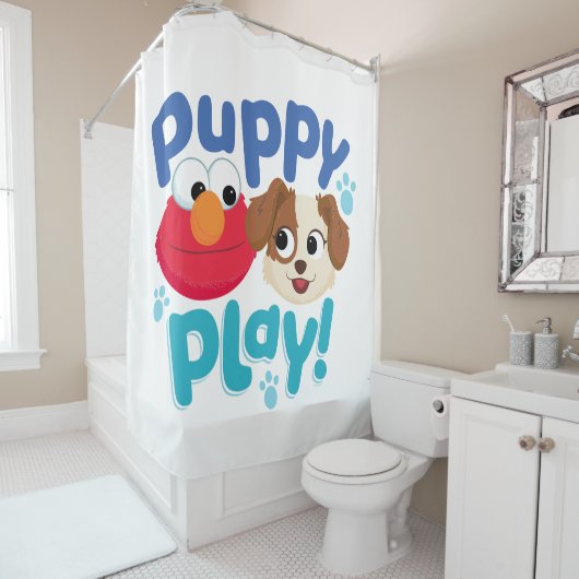Sesamstraat | Puppy Play Elmo & Tango Douchegordijn (In situ)
