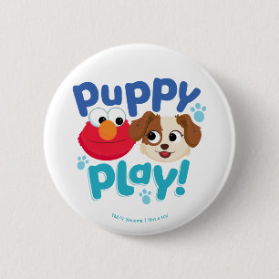 Sesamstraat Puppy Play Elmo & Tango Ronde Button 5,7 Cm
