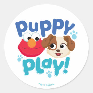 Sesamstraat Puppy Play Elmo & Tango Ronde Sticker