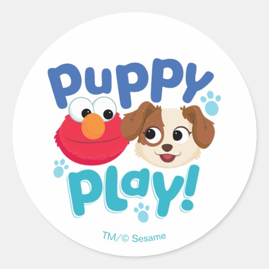 Sesamstraat | Puppy Play Elmo & Tango Ronde Sticker (Voorkant)
