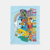 Sesamstraat | Regenbooggolf Fleece Deken (Voorkant)