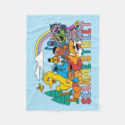 Sesamstraat | Regenbooggolf Fleece Deken (Voorkant)