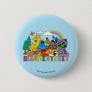Sesamstraat   Regenbooggolf Ronde Button 5,7 Cm