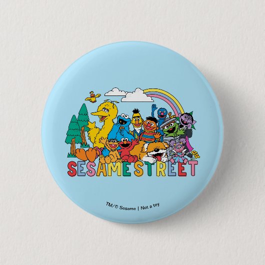 Sesamstraat | Regenbooggolf Ronde Button 5,7 Cm (Voorkant)