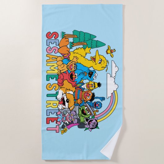 Sesamstraat | Regenbooggolf Strandlaken (Voorkant)