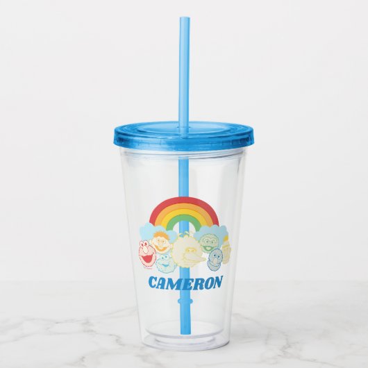 Sesamstraat | Regenbooggrafie | Jouw namen toevoeg Acryl Drinkbeker (Voorkant)