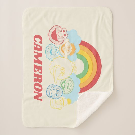 Sesamstraat | Regenbooggrafie | Jouw namen toevoeg Sherpa Deken (Voorkant)