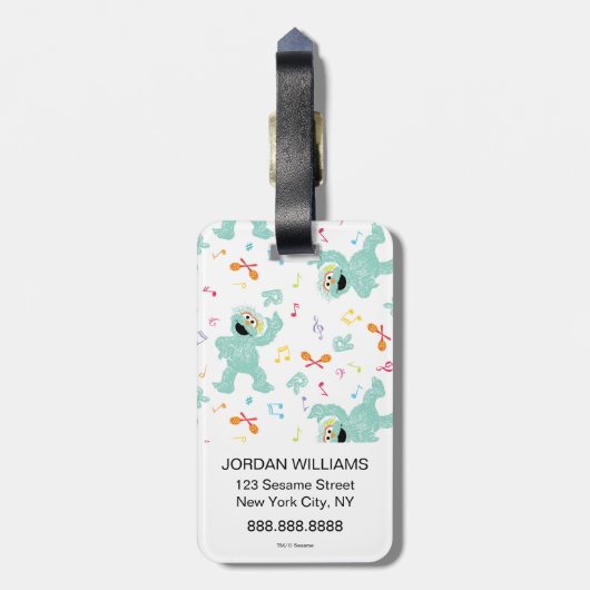 Sesamstraat | Rosita Music Scribble Pattern Bagagelabel (Achterkant verticaal)