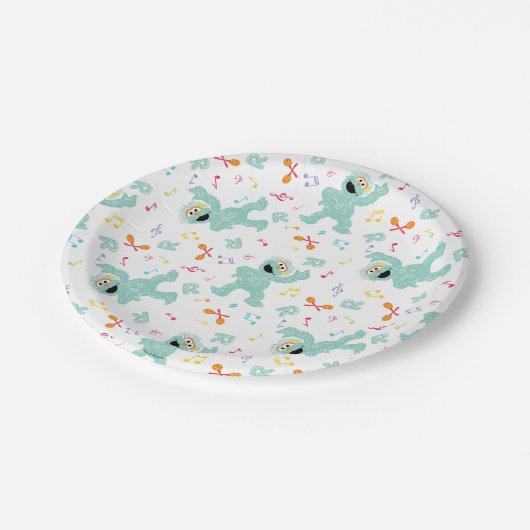 Sesamstraat | Rosita Music Scribble Pattern Papieren Bordje (Gekanteld)