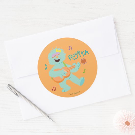 Sesamstraat | Rosita-spelgitaar Ronde Sticker (Envelop)