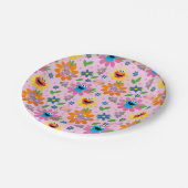 Sesamstraat roze bloemenpatroon papieren bordje (Gekanteld)