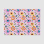Sesamstraat roze bloemenpatroon tissuepapier (Voorkant)