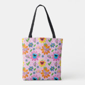 Sesamstraat roze bloemenpatroon tote bag (Achterkant)