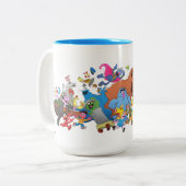 Sesamstraat Run! Tekenillustratie Tweekleurige Koffiemok (Voorkant links)