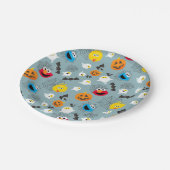 Sesamstraat Schattige Halloweenpatroon Papieren Bordje (Gekanteld)