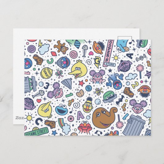 Sesamstraat | Sesampals Doodle Patroon Briefkaart (Voorkant / Achterkant)