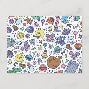 Sesamstraat   Sesampals Doodle Patroon Briefkaart