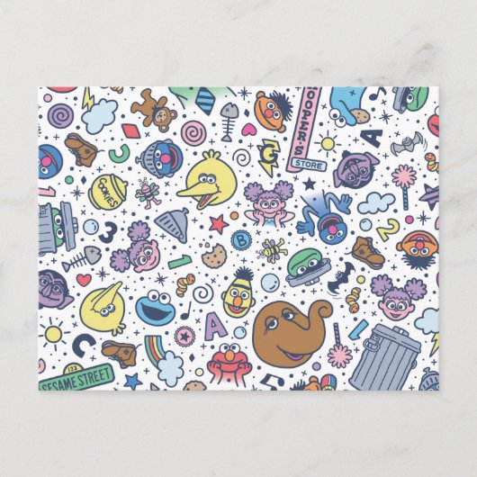 Sesamstraat | Sesampals Doodle Patroon Briefkaart (Voorkant)