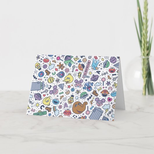 Sesamstraat | Sesampals Doodle Patroon Feestdagen Kaart (Voorkant)