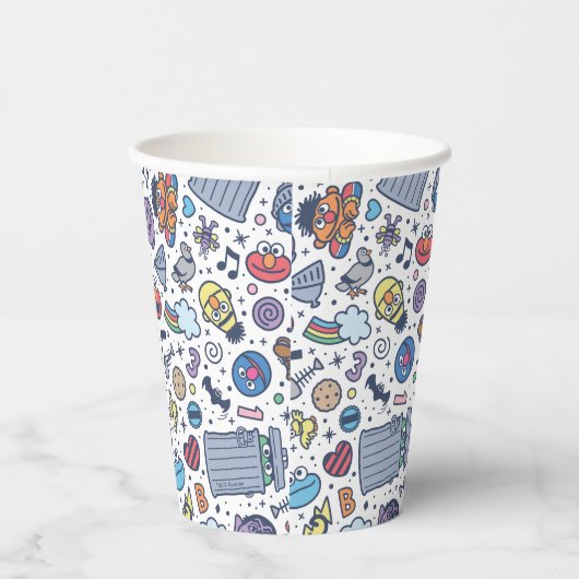 Sesamstraat | Sesampals Doodle Patroon Papieren Bekers (Rechts)
