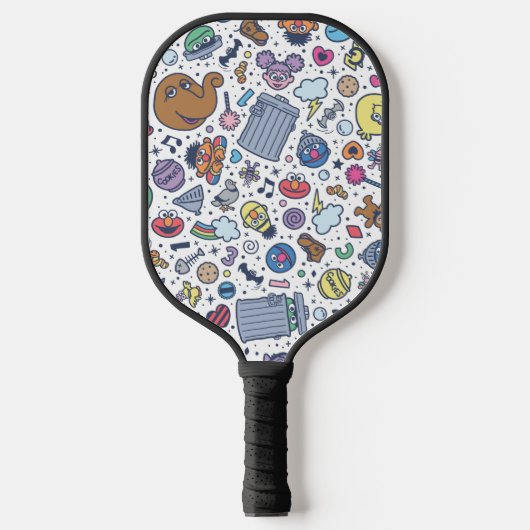 Sesamstraat | Sesampals Doodle Patroon Pickleball Paddle (Voorkant)