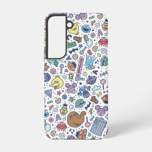 Sesamstraat | Sesampals Doodle Patroon Samsung Galaxy Hoesje (Achterkant)
