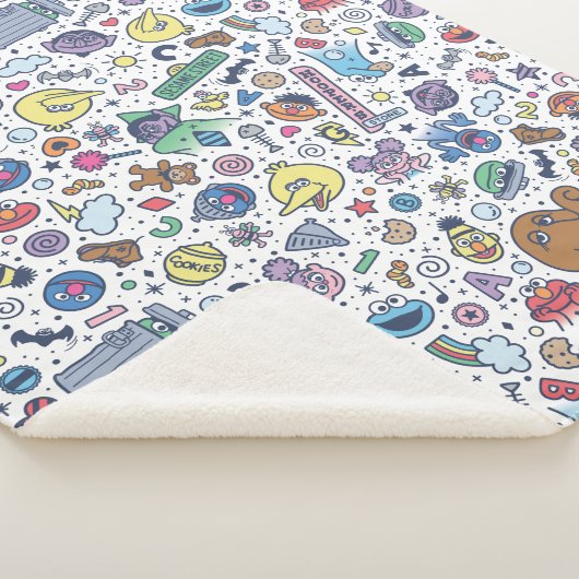 Sesamstraat | Sesampals Doodle Patroon Sherpa Deken (3/4)