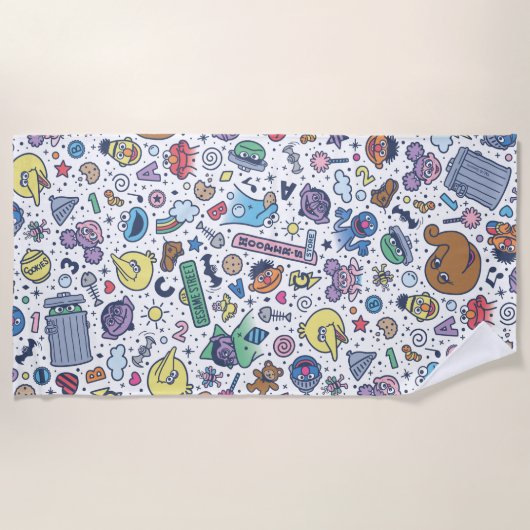Sesamstraat | Sesampals Doodle Patroon Strandlaken (Voorkant)