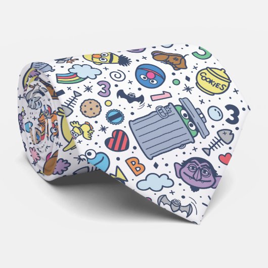 Sesamstraat | Sesampals Doodle Patroon Stropdas (Opgerold)