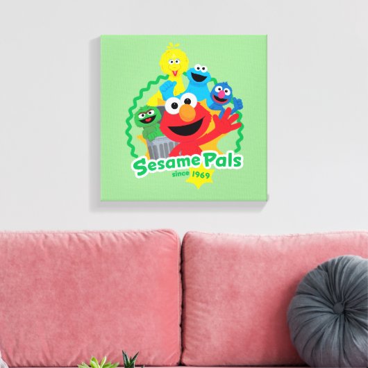 Sesamstraat | Sesamvrienden sinds 1969 Canvas Afdruk (Insitu (Woonkamer))