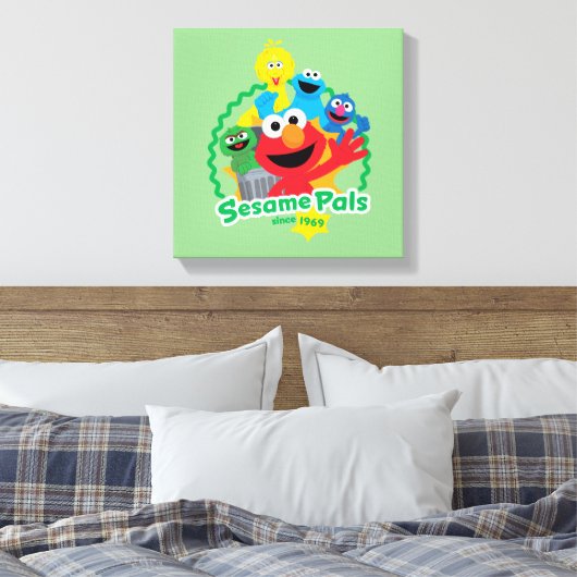Sesamstraat | Sesamvrienden sinds 1969 Canvas Afdruk (Insitu (Slaapkamer))
