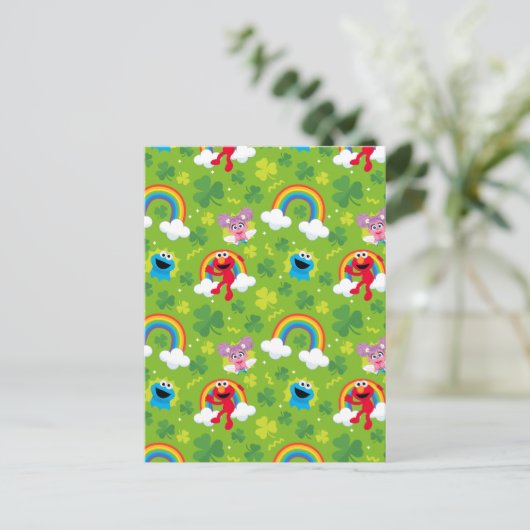 Sesamstraat Shamrock en Rainbow Pattern Briefkaart (Staand voorkant)