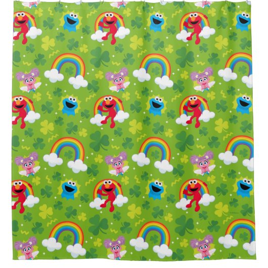 Sesamstraat Shamrock en Rainbow Pattern Douchegordijn (Voorkant)