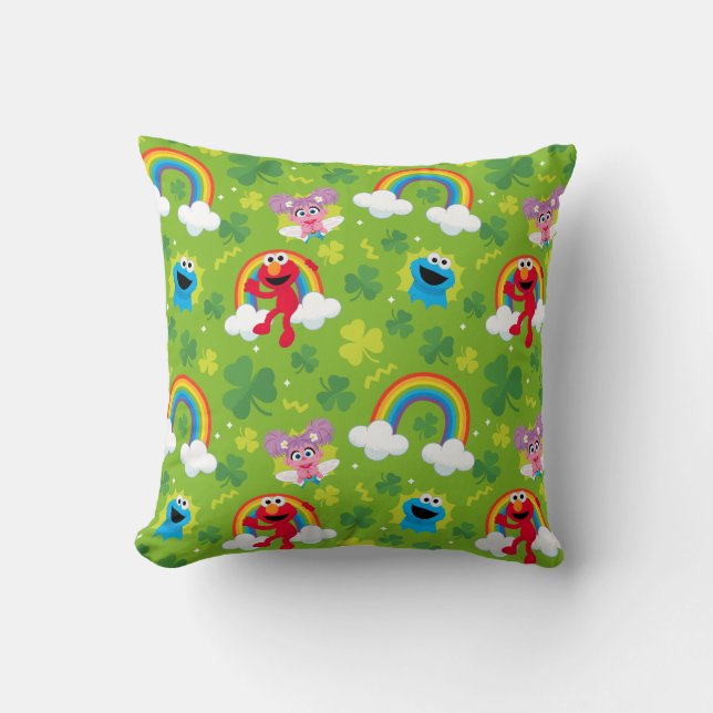 Sesamstraat Shamrock en Rainbow Pattern Kussen (Voorkant)