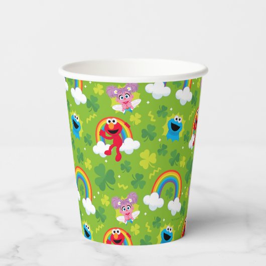 Sesamstraat Shamrock en Rainbow Pattern Papieren Bekers (Achterkant)
