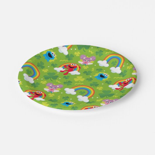 Sesamstraat Shamrock en Rainbow Pattern Papieren Bordje (Gekanteld)