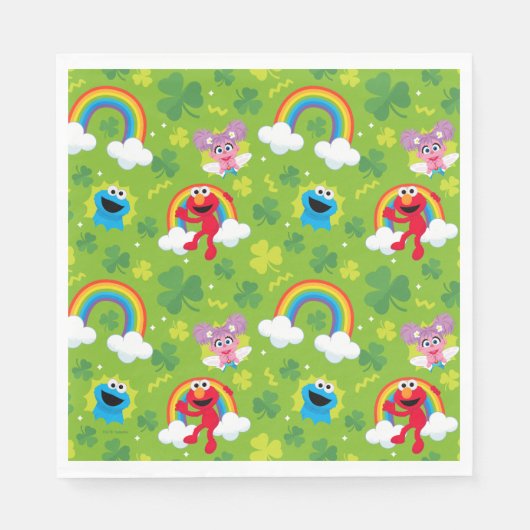 Sesamstraat Shamrock en Rainbow Pattern Servet (Voorkant)