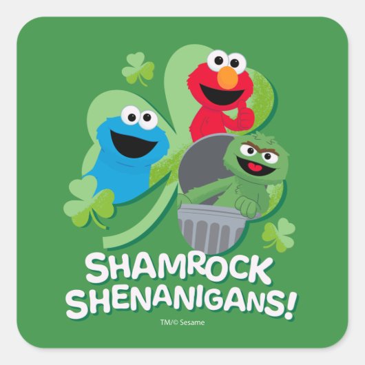 Sesamstraat | Shamrock Shenanigans! Vierkante Sticker (Voorkant)