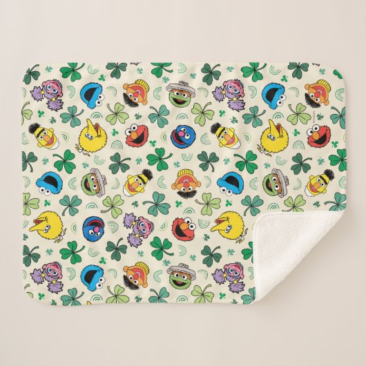 Sesamstraat St. Patrick's Day Patroon Sherpa Deken (Voorkant (horizontaal))