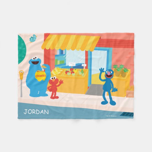 Sesamstraat | Straatscène Fleece Deken (Voorkant (Horizontaal))